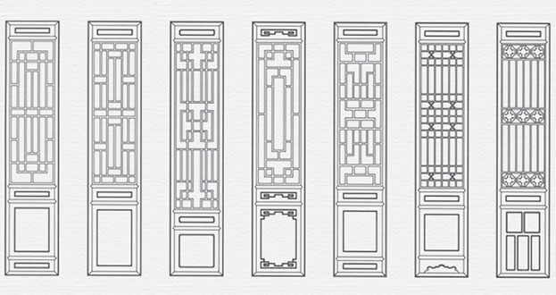 沁水常用中式仿古花窗图案隔断设计图