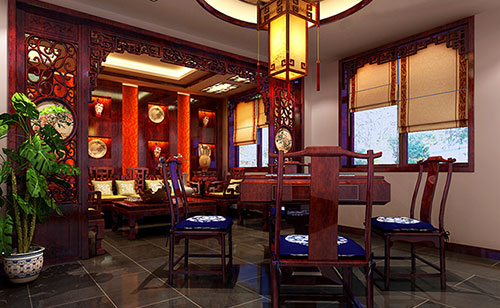 沁水古典中式风格茶楼包间设计装修效果图